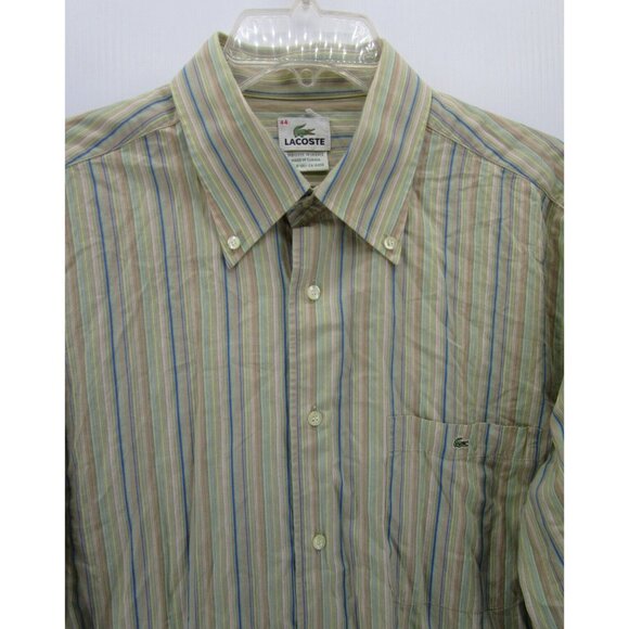 Lacoste Shirt 44 Button Down Striped Pocket Crocodile Preppy Woven - Picture 2 of 11